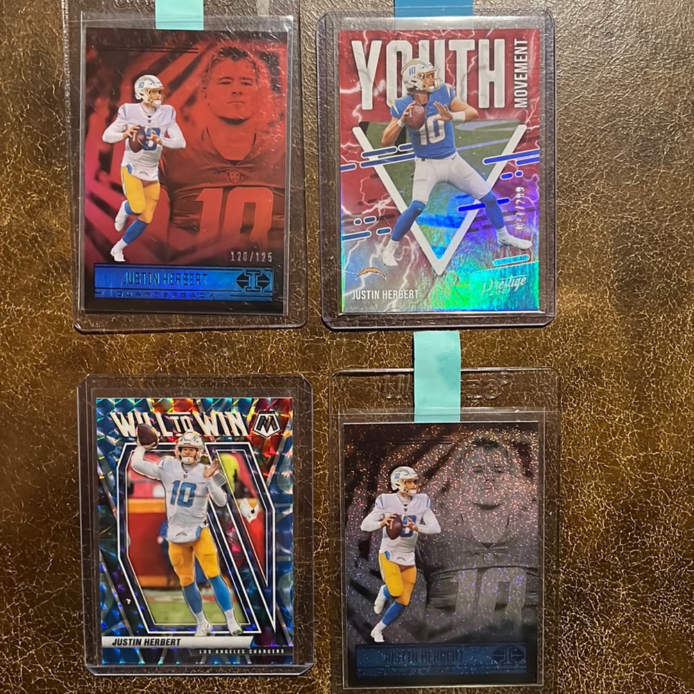 (4) Panini Justin Herbert football cards (exc to mint)